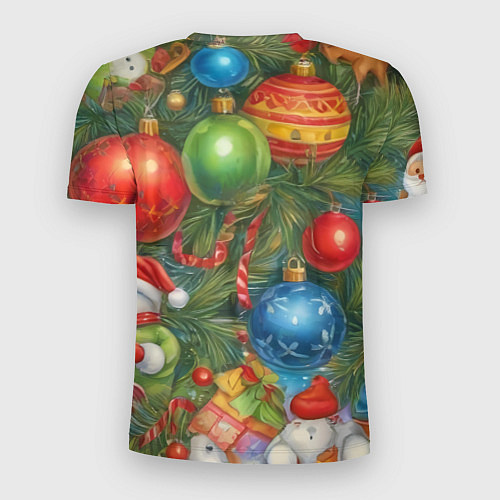 Мужская спорт-футболка Новогодний принт на елке / 3D-принт – фото 2