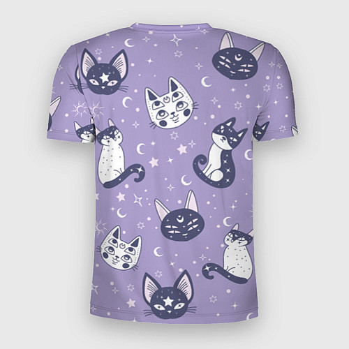 Мужская спорт-футболка Мистические кошечки - паттерн фиолетовый / 3D-принт – фото 2