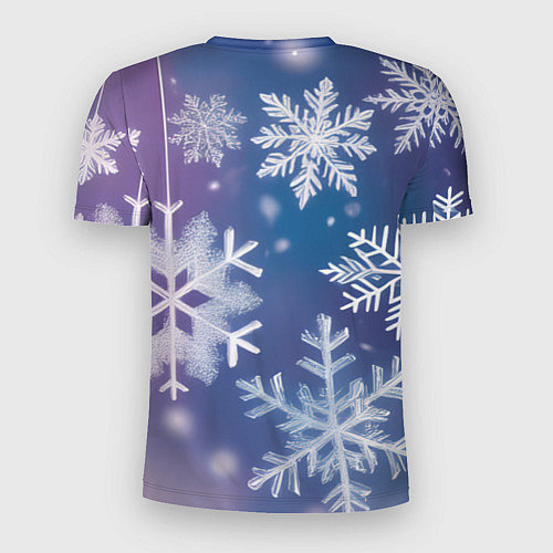 Мужская спорт-футболка Снежинки на фиолетово-синем фоне / 3D-принт – фото 2
