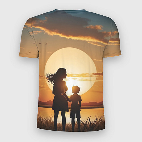 Мужская спорт-футболка Мать и дитя на закате / 3D-принт – фото 2
