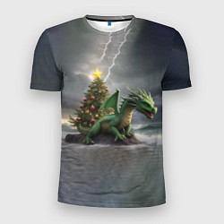 Мужская спорт-футболка Зеленый дракон, символ 2024 года