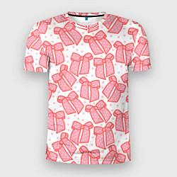 Мужская спорт-футболка Узор с розовыми бантами в горошек