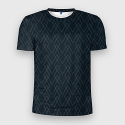 Мужская спорт-футболка Тёмный сине-зелёный геометричные линии