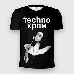 Мужская спорт-футболка Techno храм монашка со свечкой