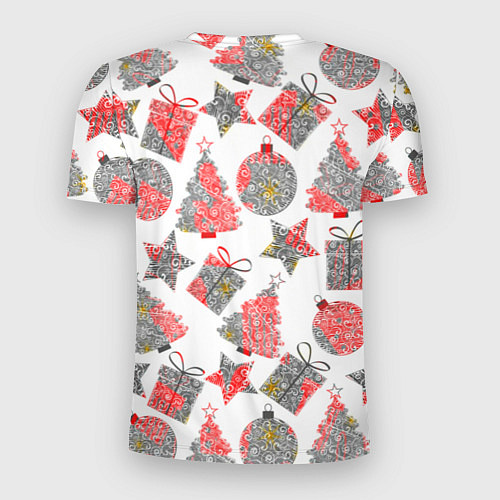 Мужская спорт-футболка Праздничные узоры подарки / 3D-принт – фото 2
