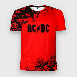 Футболка спортивная мужская AC DC skull rock краски, цвет: 3D-принт