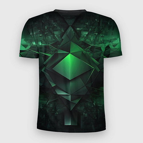 Мужская спорт-футболка Зеленая и черная абстракция геометрическая / 3D-принт – фото 2