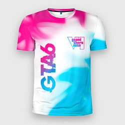 Мужская спорт-футболка GTA6 neon gradient style вертикально
