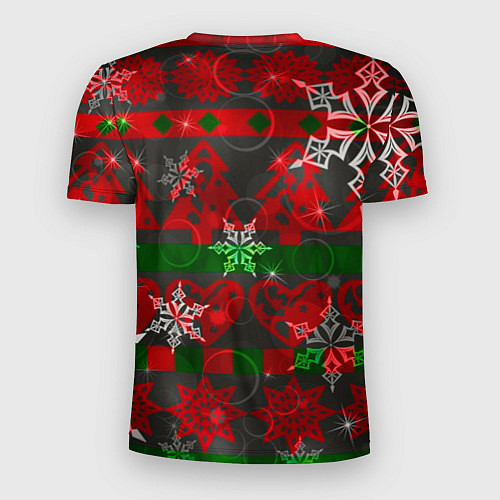 Мужская спорт-футболка Рождественские узоры ёлки и снежинки / 3D-принт – фото 2