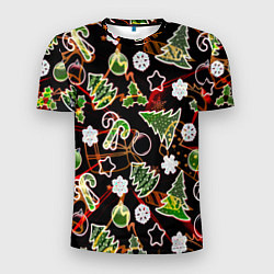 Футболка спортивная мужская Ёлочные игрушки и ёлки, цвет: 3D-принт