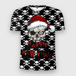 Мужская спорт-футболка Happy New Year новогодний череп