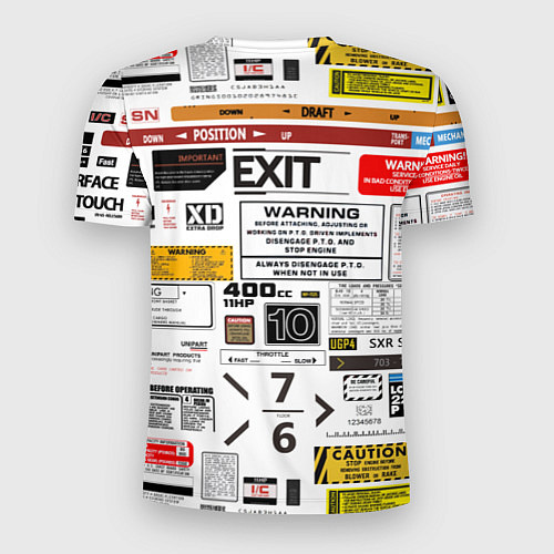 Мужская спорт-футболка Предупреждающие наклейки / 3D-принт – фото 2