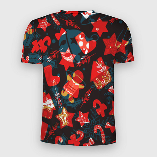 Мужская спорт-футболка Рождественские узоры красные / 3D-принт – фото 2