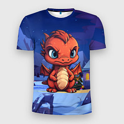 Мужская спорт-футболка Забавный красный дракон 2024