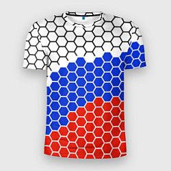 Мужская спорт-футболка Флаг России из гексагонов