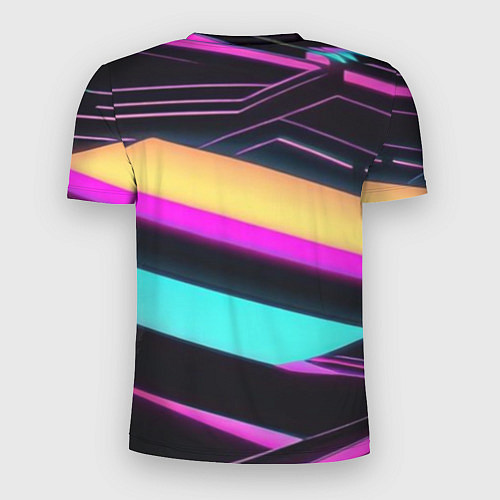 Мужская спорт-футболка Косые полосы неона / 3D-принт – фото 2
