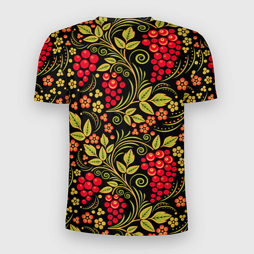 Мужская спорт-футболка Хохломская роспись красные ягоды / 3D-принт – фото 2