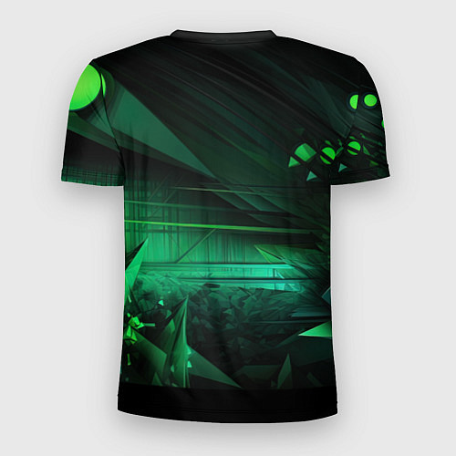 Мужская спорт-футболка Зеленая абстракция зеленая / 3D-принт – фото 2