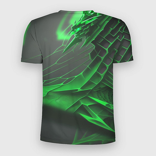 Мужская спорт-футболка Зелёная сеть на чёрном фоне / 3D-принт – фото 2
