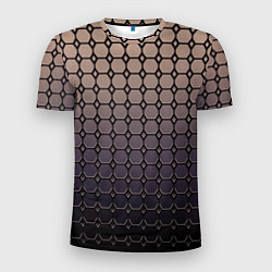 Мужская спорт-футболка Бежево-фиолетовый ромбы-полосы
