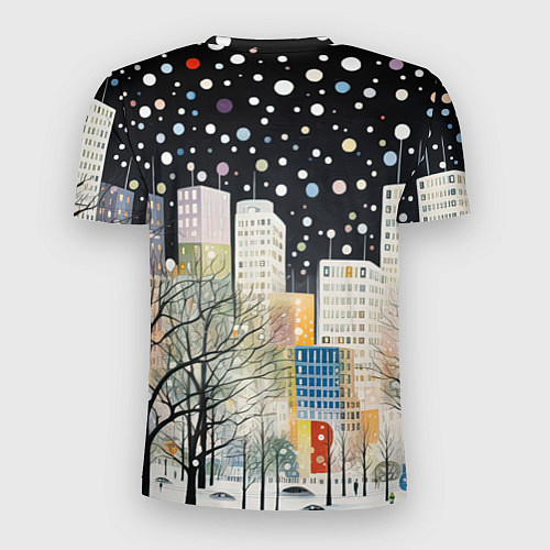 Мужская спорт-футболка Новогодний ночной город / 3D-принт – фото 2