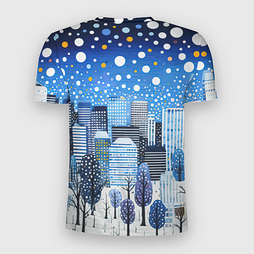 Мужская спорт-футболка Новогодний синий ночной город / 3D-принт – фото 2