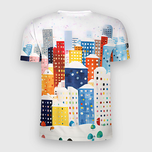 Мужская спорт-футболка День в новогоднем городе / 3D-принт – фото 2