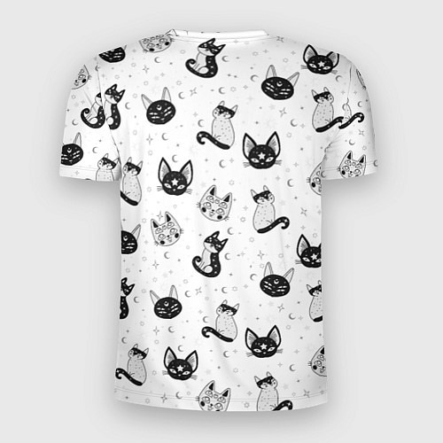 Мужская спорт-футболка Черно-белые магические котики - паттерн / 3D-принт – фото 2