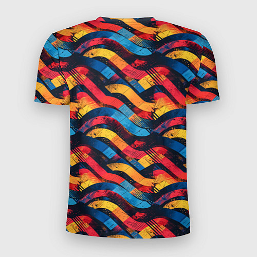 Мужская спорт-футболка Разноцветные полосы волны / 3D-принт – фото 2
