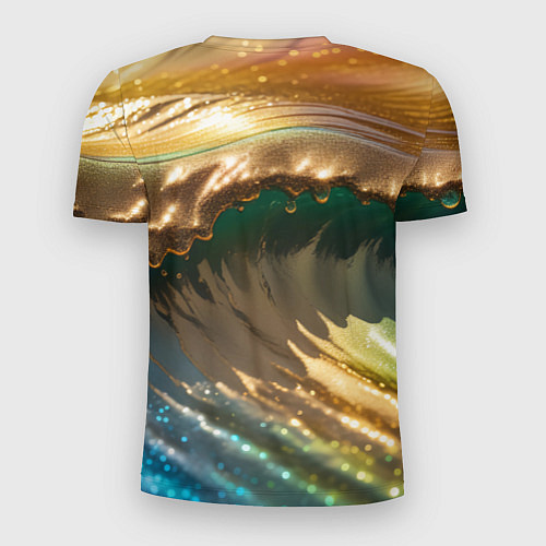 Мужская спорт-футболка Перламутровые блестящие волны радужных цветов / 3D-принт – фото 2