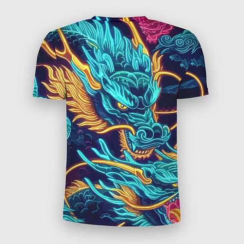 Мужская спорт-футболка Два неоновых дракона - ирезуми / 3D-принт – фото 2