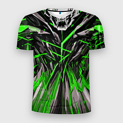Мужская спорт-футболка Череп и зелёные полосы