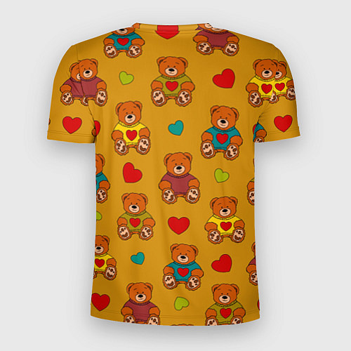 Мужская спорт-футболка Игрушечные мишки и разноцветные сердца / 3D-принт – фото 2