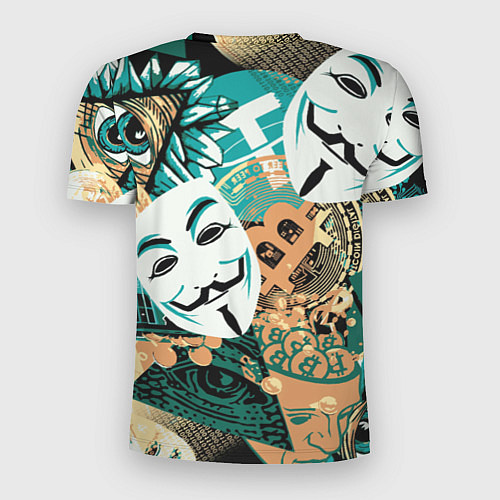 Мужская спорт-футболка Криптавалюта с маской Виндетта / 3D-принт – фото 2