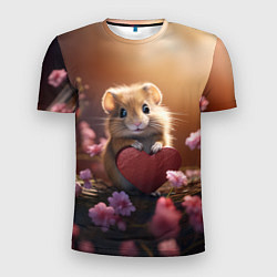 Мужская спорт-футболка Милый маленький хомячок с сердечком