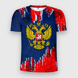 Мужская спорт-футболка Россия краски герб