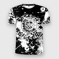 Мужская спорт-футболка Manchester City краски чёрно белые