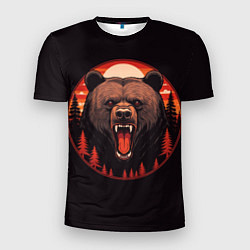 Мужская спорт-футболка Голова медведя гризли