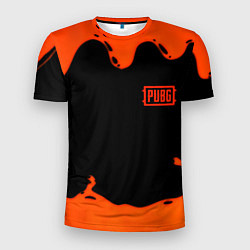 Футболка спортивная мужская PUBG orange splash, цвет: 3D-принт