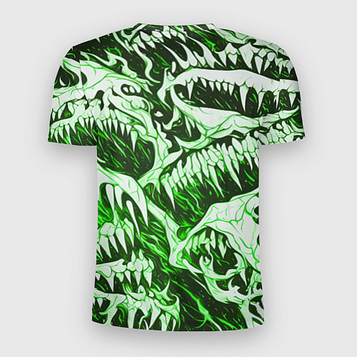 Мужская спорт-футболка Белые клыки на зелёном фоне / 3D-принт – фото 2