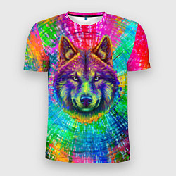 Мужская спорт-футболка Цветной волк