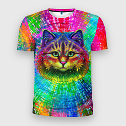 Мужская спорт-футболка Цветной кот