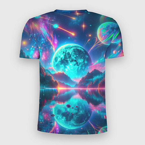 Мужская спорт-футболка Неоновая луна / 3D-принт – фото 2
