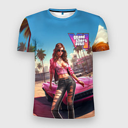 Мужская спорт-футболка GTA 6 girl logo