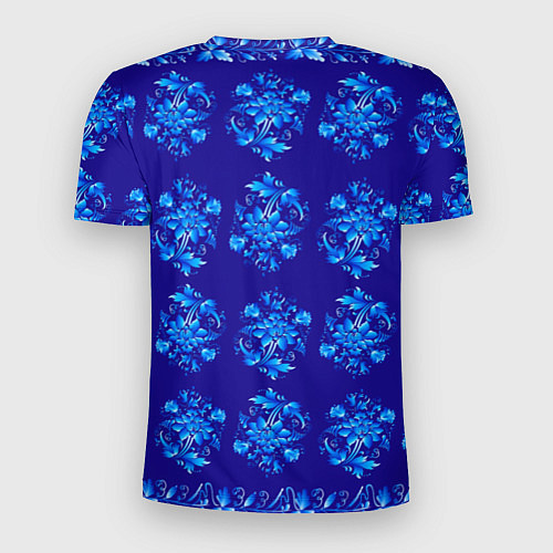 Мужская спорт-футболка Узоры гжель на синем фоне / 3D-принт – фото 2