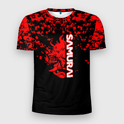 Мужская спорт-футболка Cyberpunk samurai красные краски