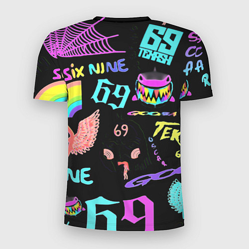 Мужская спорт-футболка 6ix9ine logo rap bend / 3D-принт – фото 2