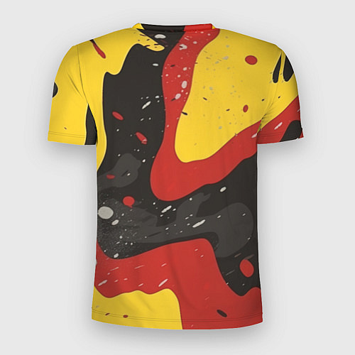 Мужская спорт-футболка Красные желтые оранжевые пятна краски абстракция / 3D-принт – фото 2