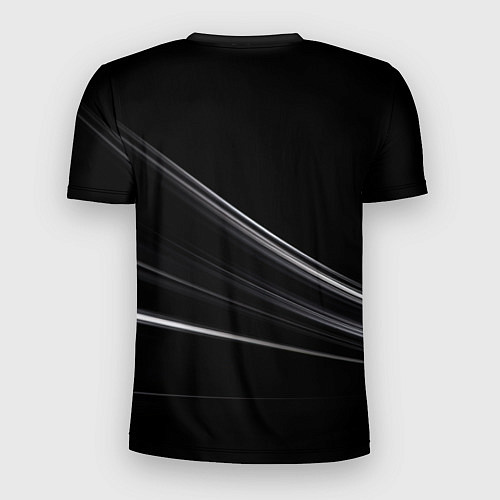 Мужская спорт-футболка Белые полосы на черной абстракции / 3D-принт – фото 2