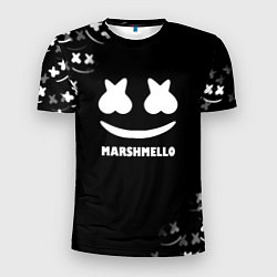 Футболка спортивная мужская Marshmello белое лого, цвет: 3D-принт